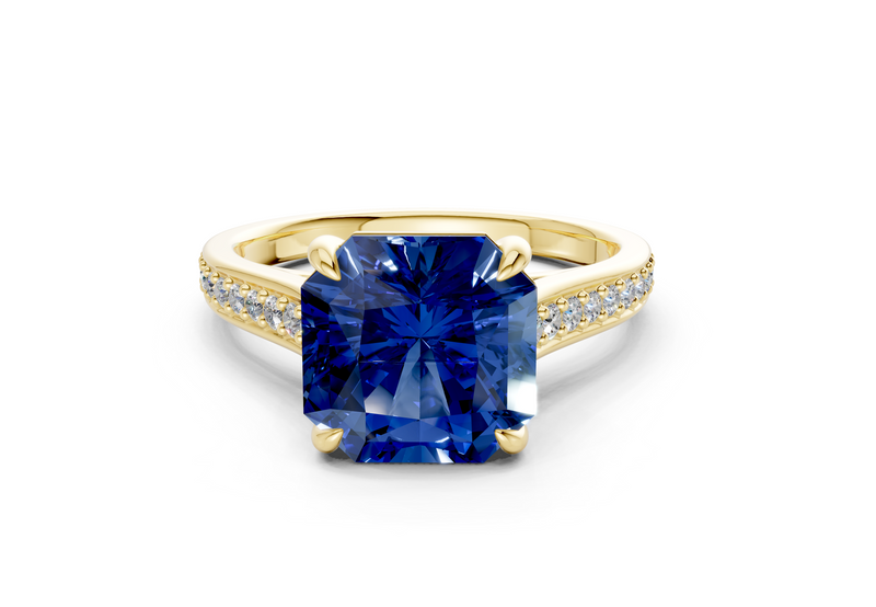 Adeline Sapphire Gemstone Pave Radiant Square Cut 2mm Engagement Ring