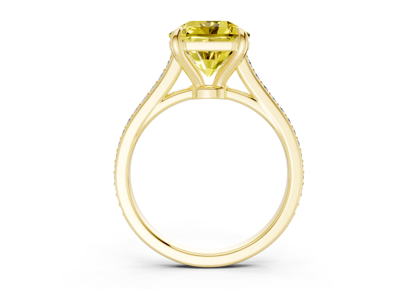 Adeline Yellow Diamond Pave Radiant Square Cut 2mm Engagement Ring