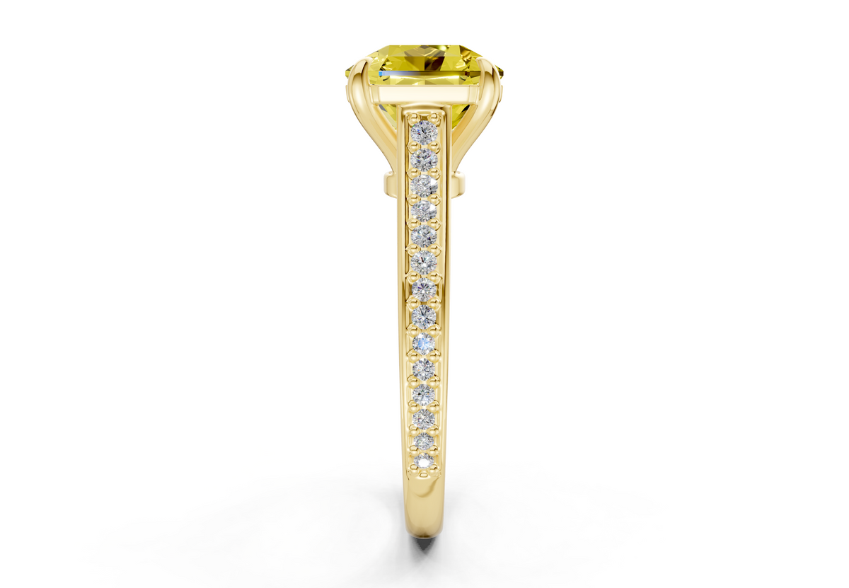Adeline Yellow Diamond Pave Radiant Square Cut 2mm Engagement Ring