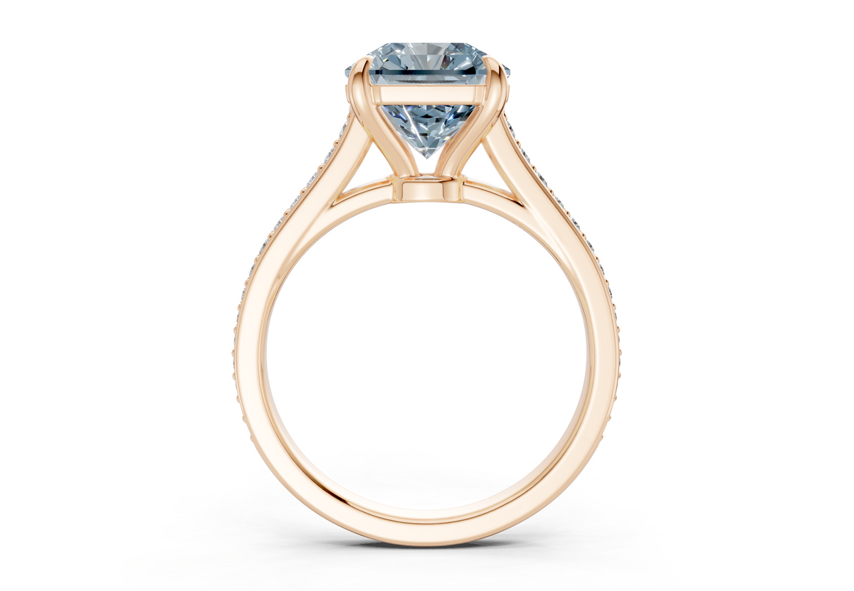Adeline Blue Diamond Pave Radiant Square Cut 2mm Engagement Ring