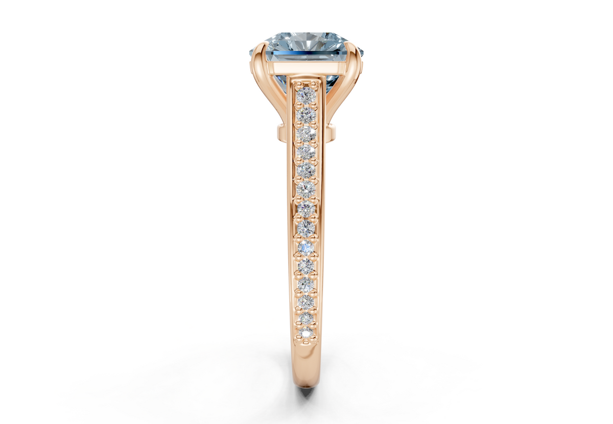 Adeline Blue Diamond Pave Radiant Square Cut 2mm Engagement Ring