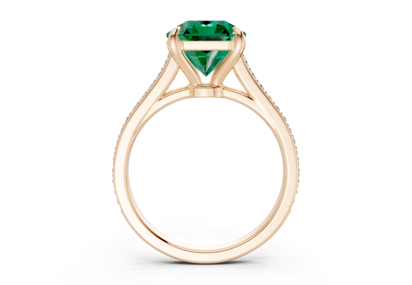 Adeline Emerald Gemstone Pave Radiant Square Cut 2mm Engagement Ring