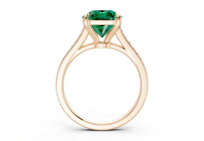 Adeline Emerald Gemstone Pave Radiant Square Cut 2mm Engagement Ring