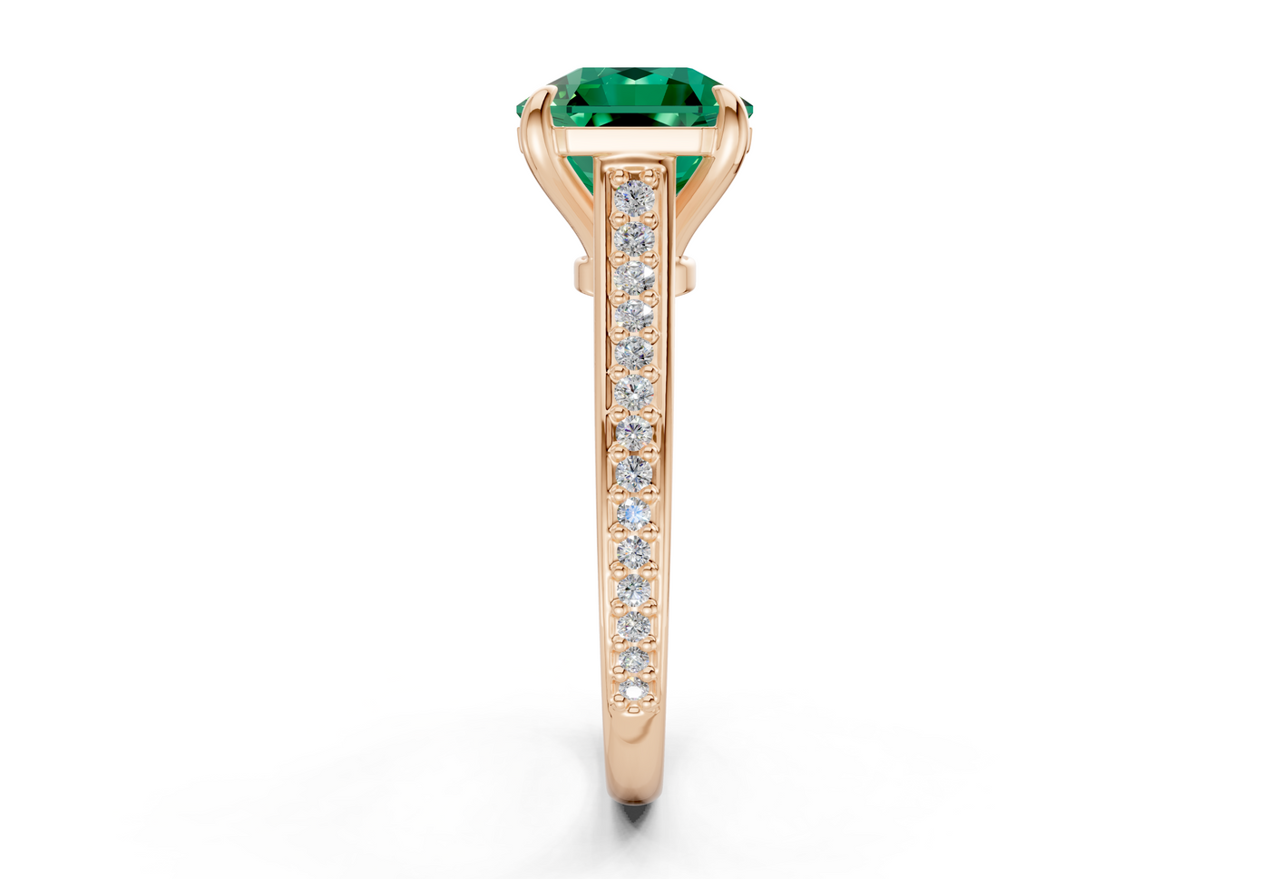 Adeline Emerald Gemstone Pave Radiant Square Cut 2mm Engagement Ring