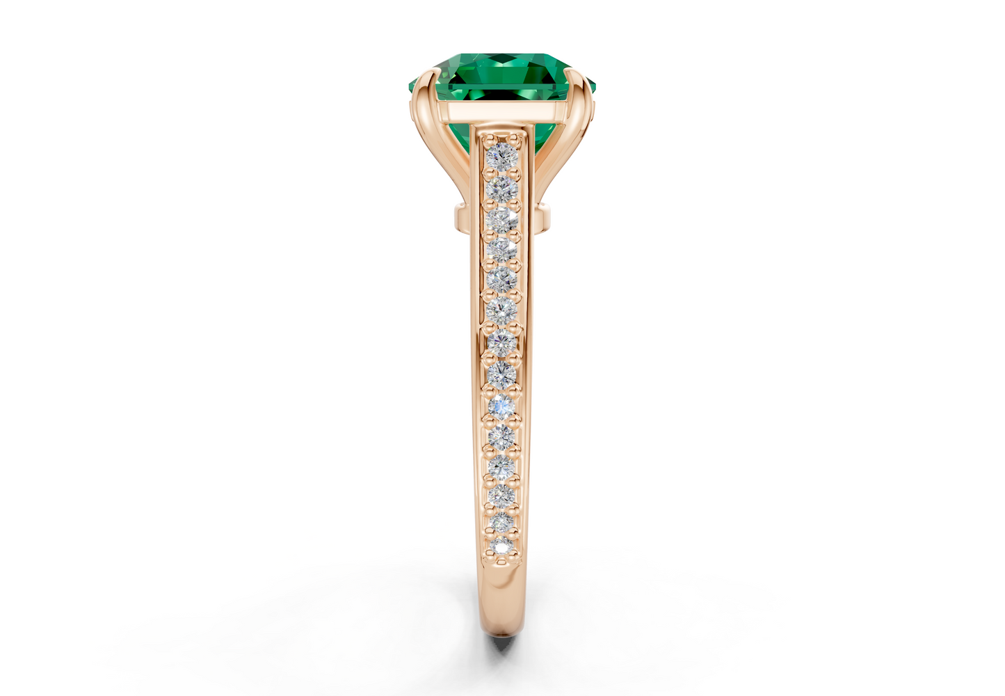 Adeline Emerald Gemstone Pave Radiant Square Cut 2mm Engagement Ring