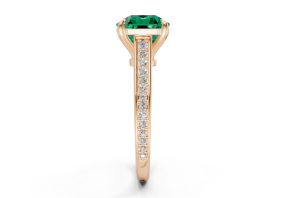 Adeline Emerald Gemstone Pave Radiant Square Cut 2mm Engagement Ring
