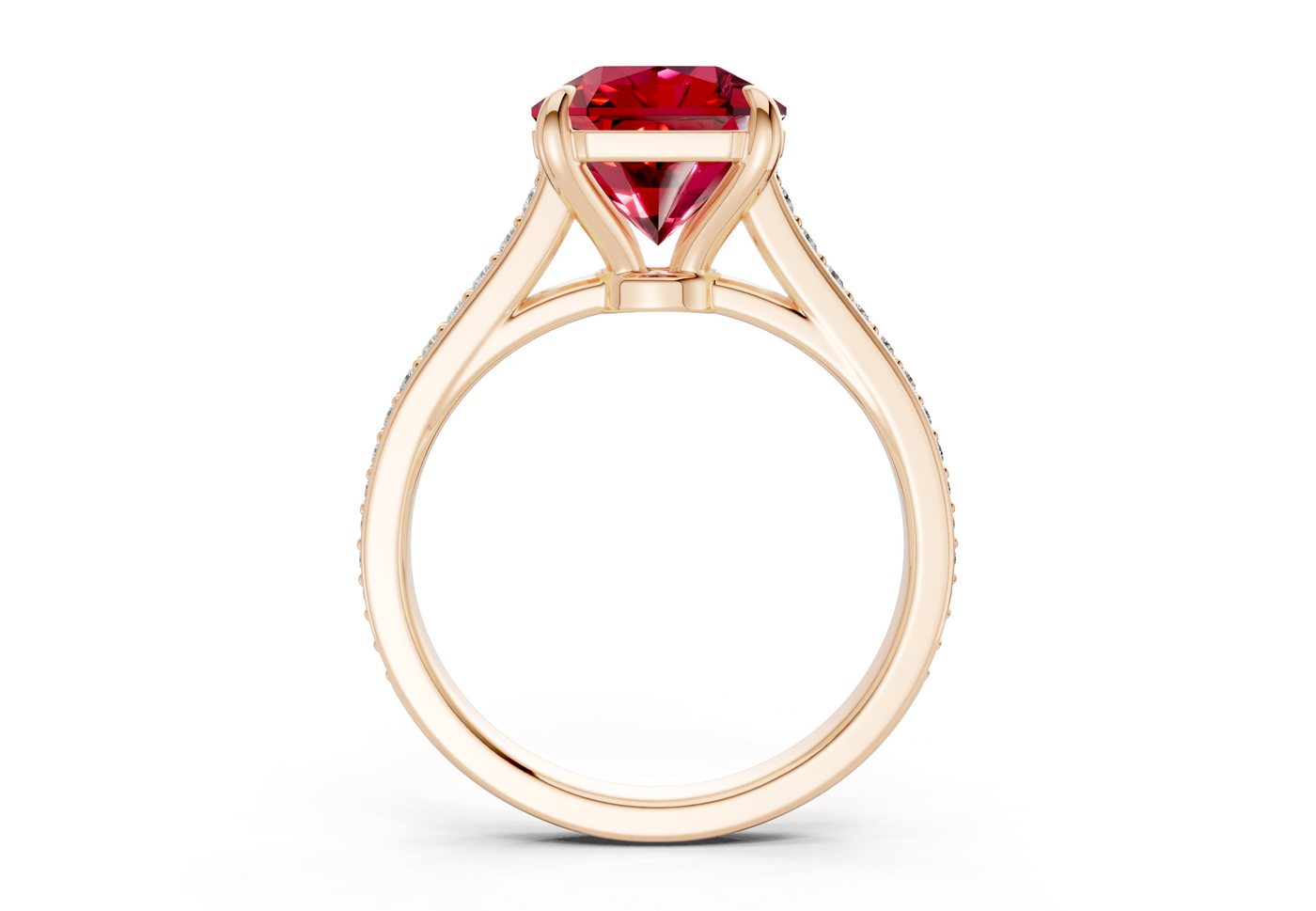 Adeline Ruby Gemstone Pave Radiant Square Cut 2mm Engagement Ring