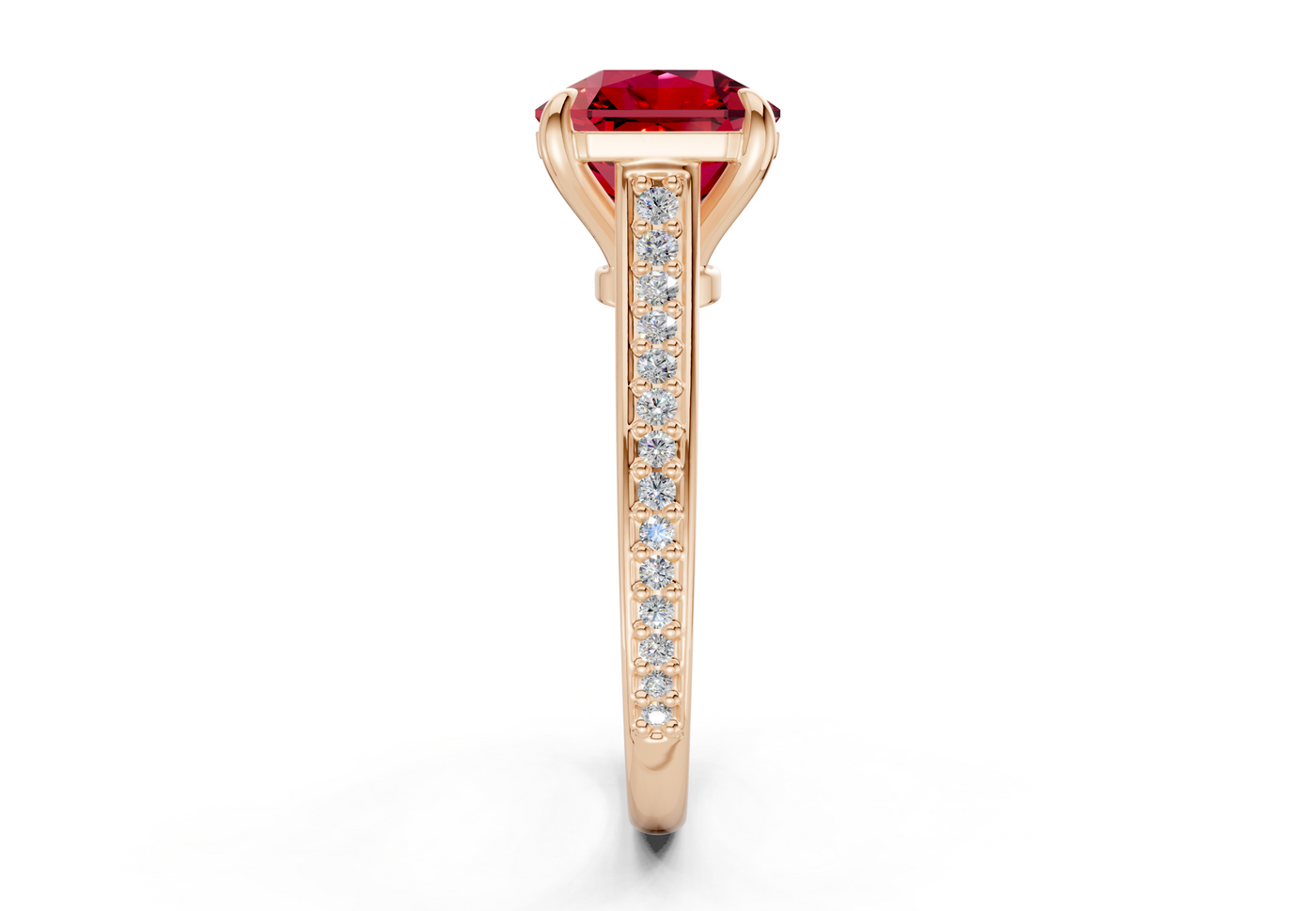 Adeline Ruby Gemstone Pave Radiant Square Cut 2mm Engagement Ring