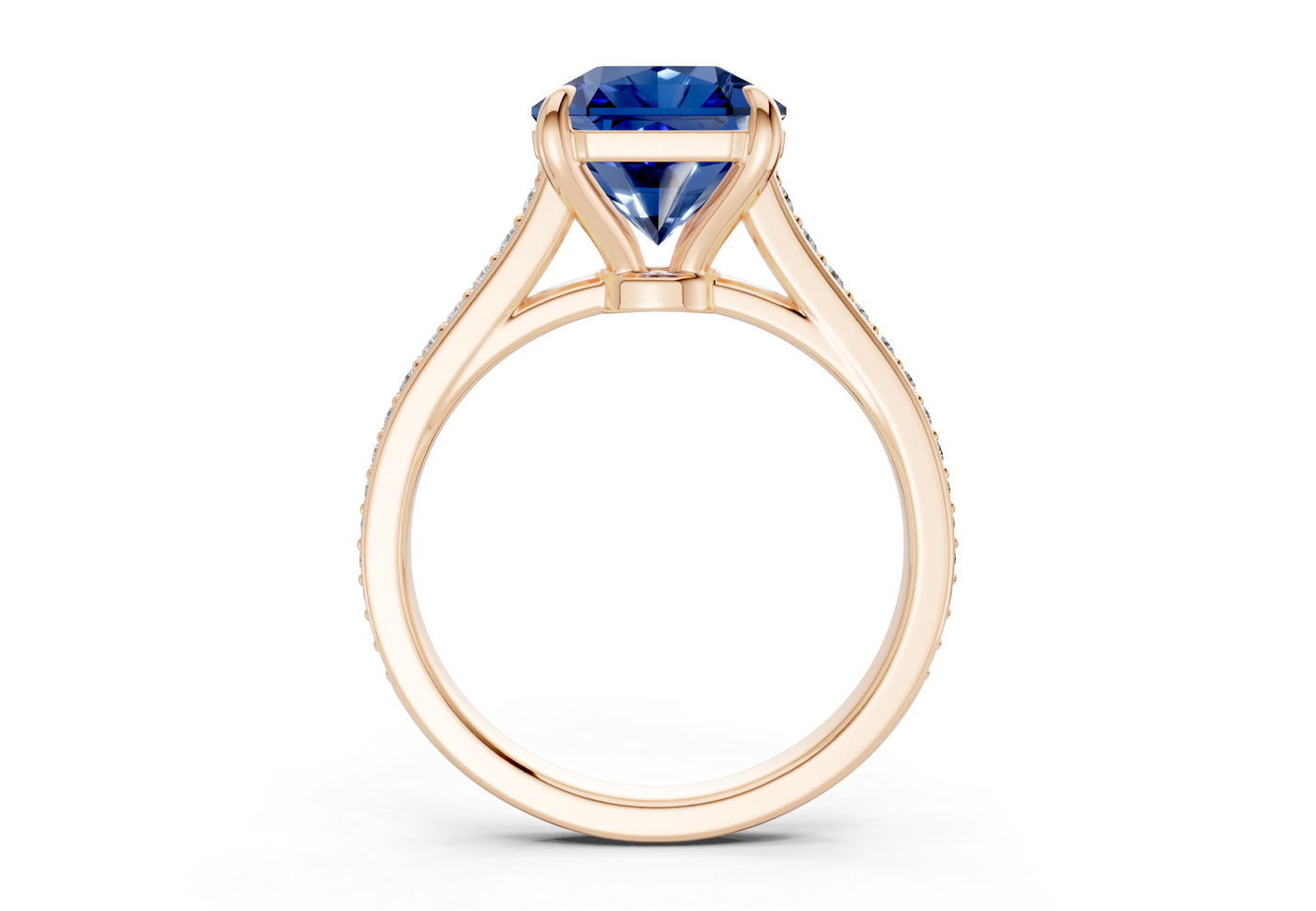 Adeline Sapphire Gemstone Pave Radiant Square Cut 2mm Engagement Ring
