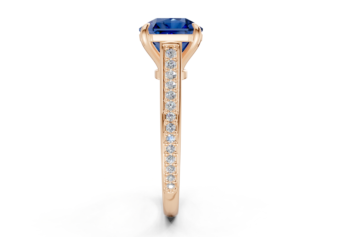 Adeline Sapphire Gemstone Pave Radiant Square Cut 2mm Engagement Ring
