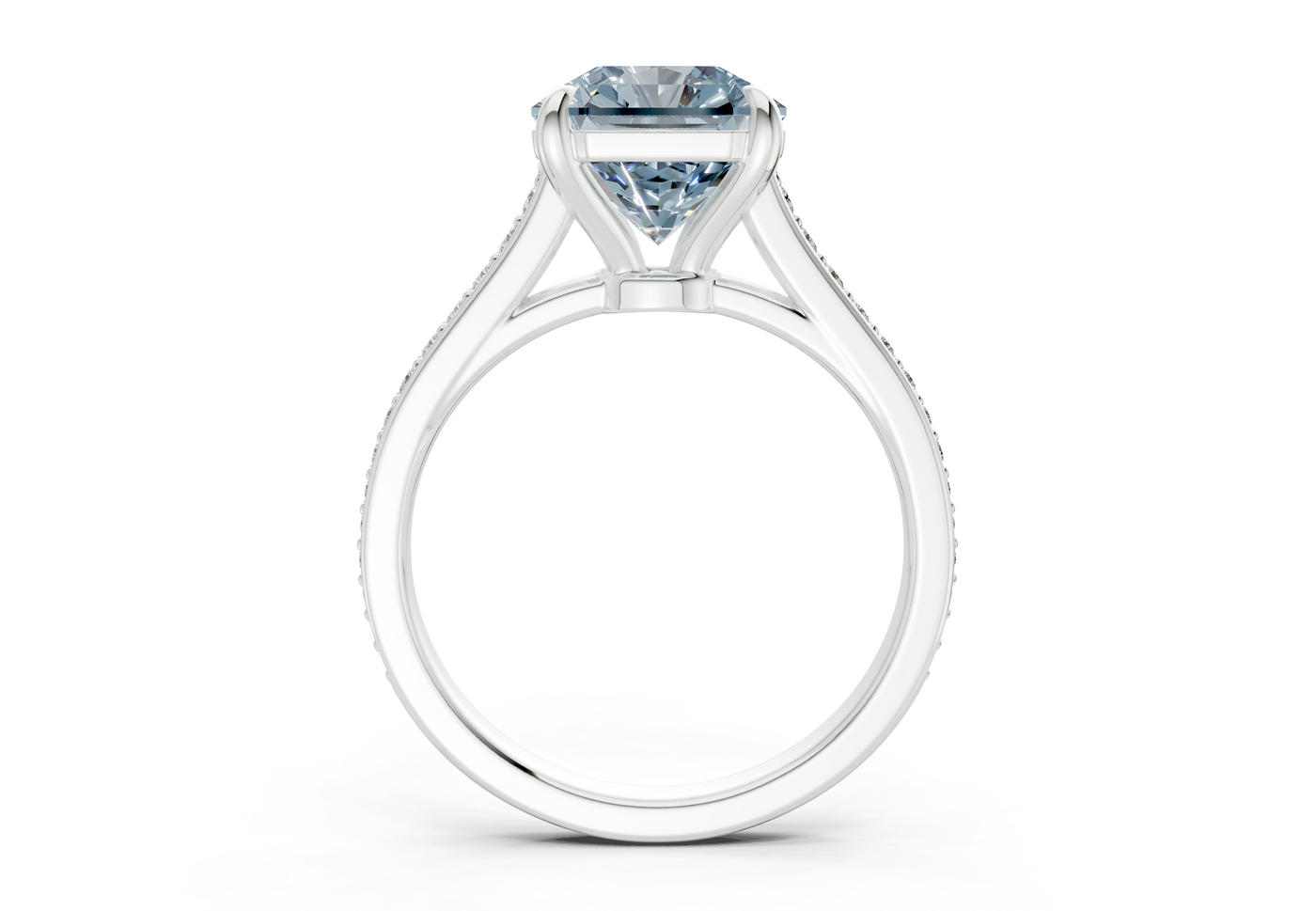 Adeline Blue Diamond Pave Radiant Square Cut 2mm Engagement Ring