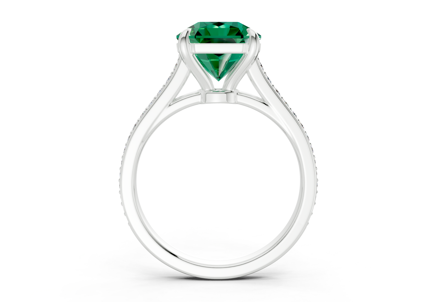 Adeline Emerald Gemstone Pave Radiant Square Cut 2mm Engagement Ring