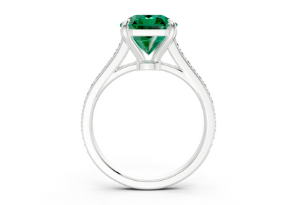 Adeline Emerald Gemstone Pave Radiant Square Cut 2mm Engagement Ring