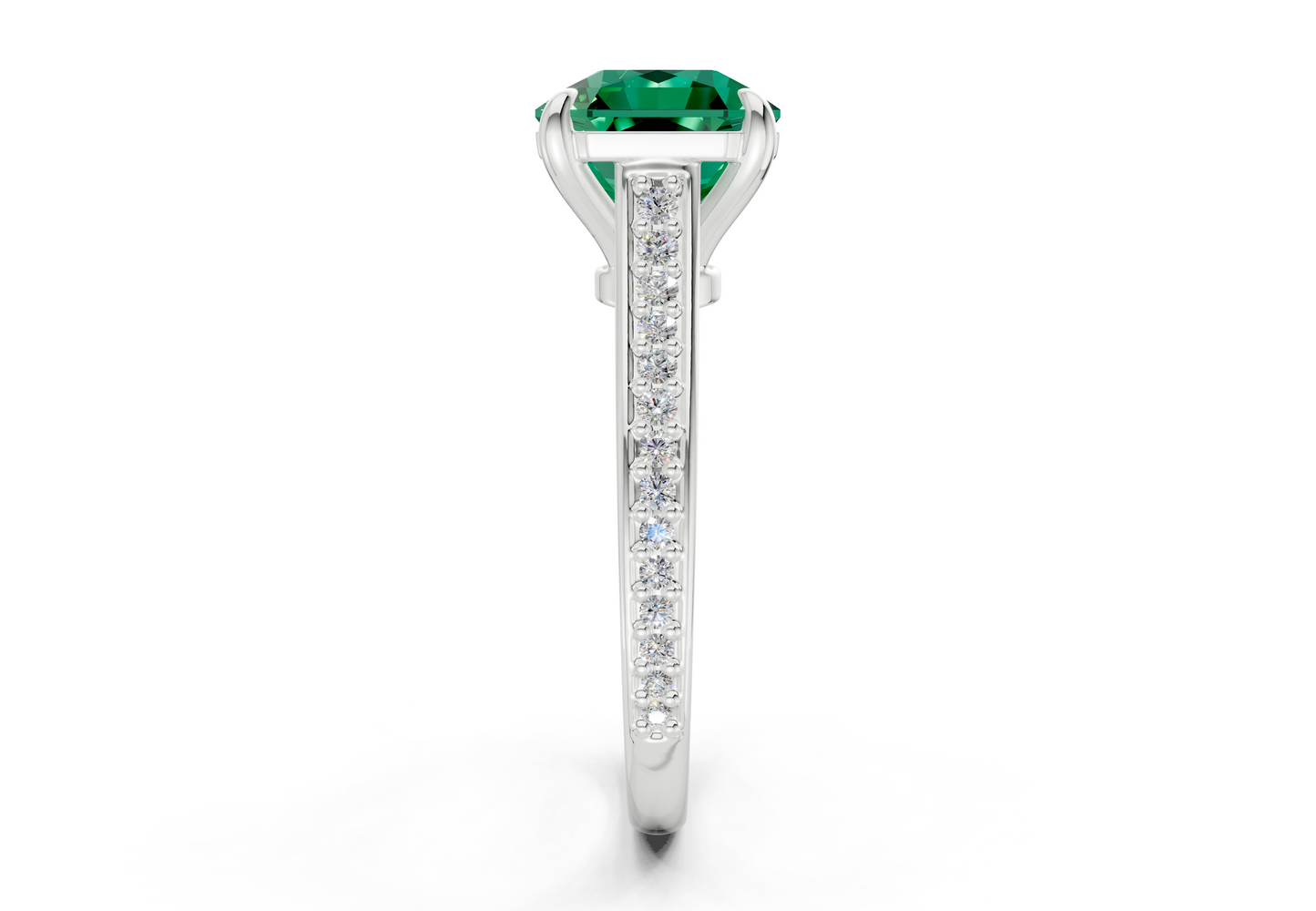Adeline Emerald Gemstone Pave Radiant Square Cut 2mm Engagement Ring