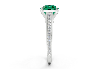 Adeline Emerald Gemstone Pave Radiant Square Cut 2mm Engagement Ring