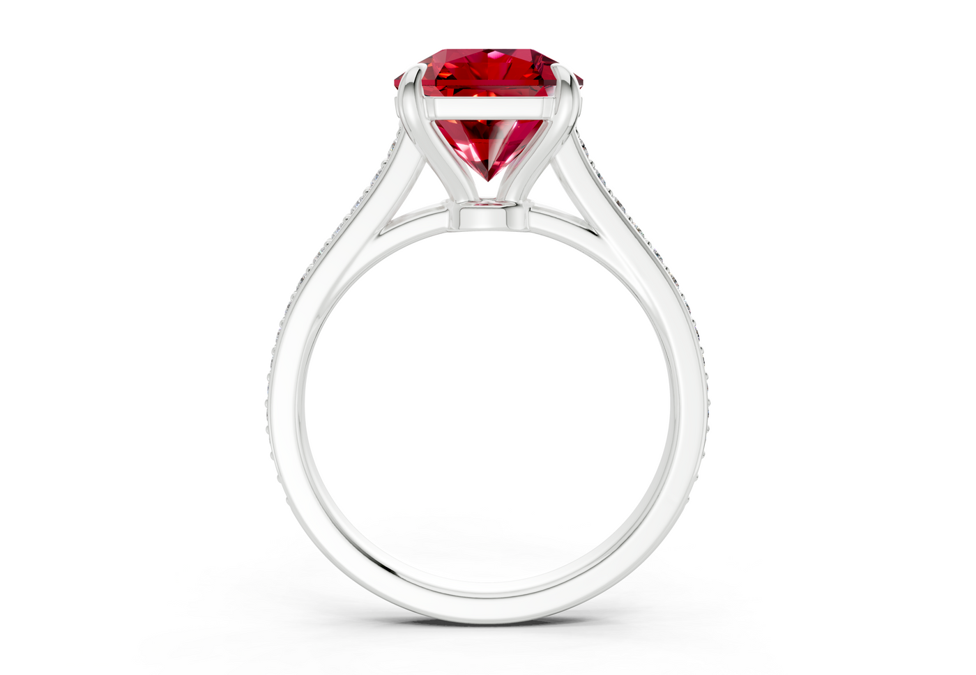 Adeline Ruby Gemstone Pave Radiant Square Cut 2mm Engagement Ring