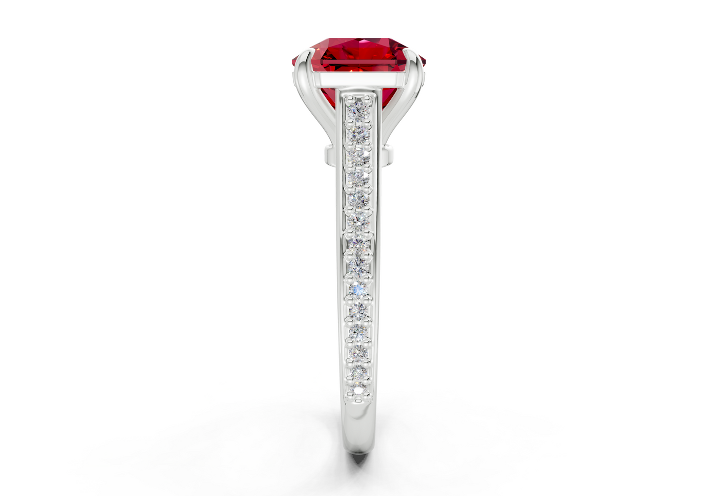 Adeline Ruby Gemstone Pave Radiant Square Cut 2mm Engagement Ring