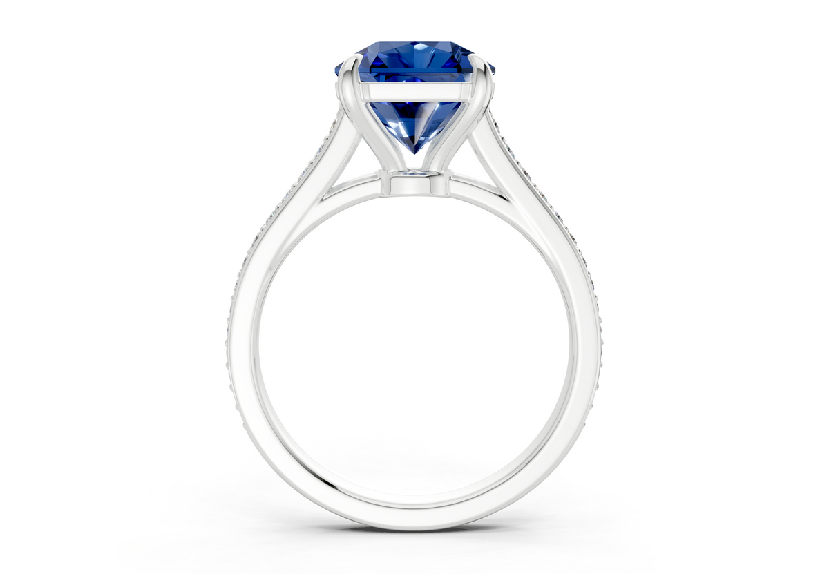 Adeline Sapphire Gemstone Pave Radiant Square Cut 2mm Engagement Ring