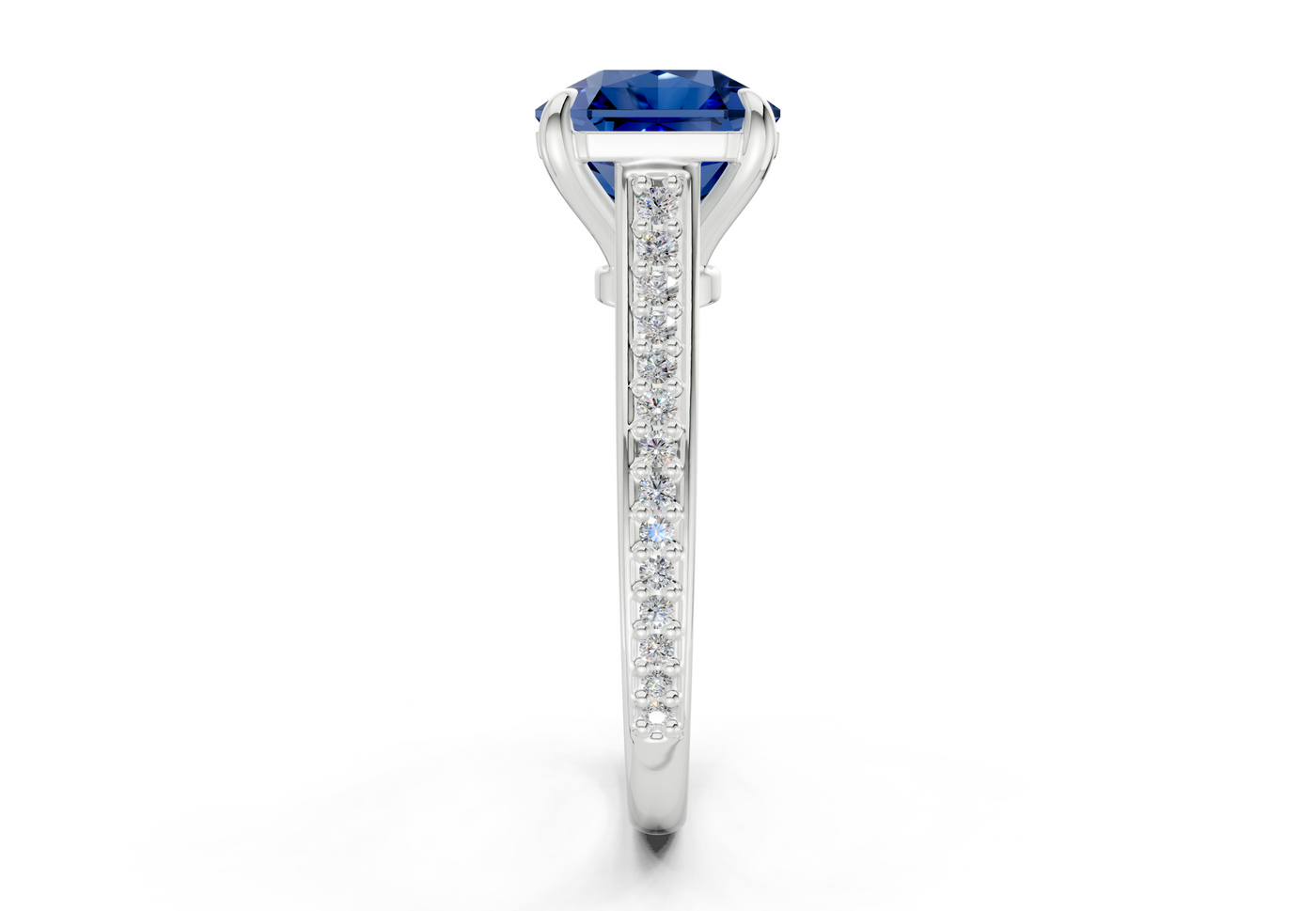 Adeline Sapphire Gemstone Pave Radiant Square Cut 2mm Engagement Ring