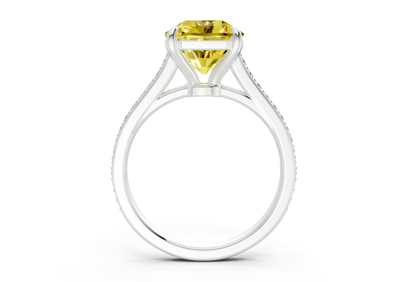 Adeline Yellow Diamond Pave Radiant Square Cut 2mm Engagement Ring