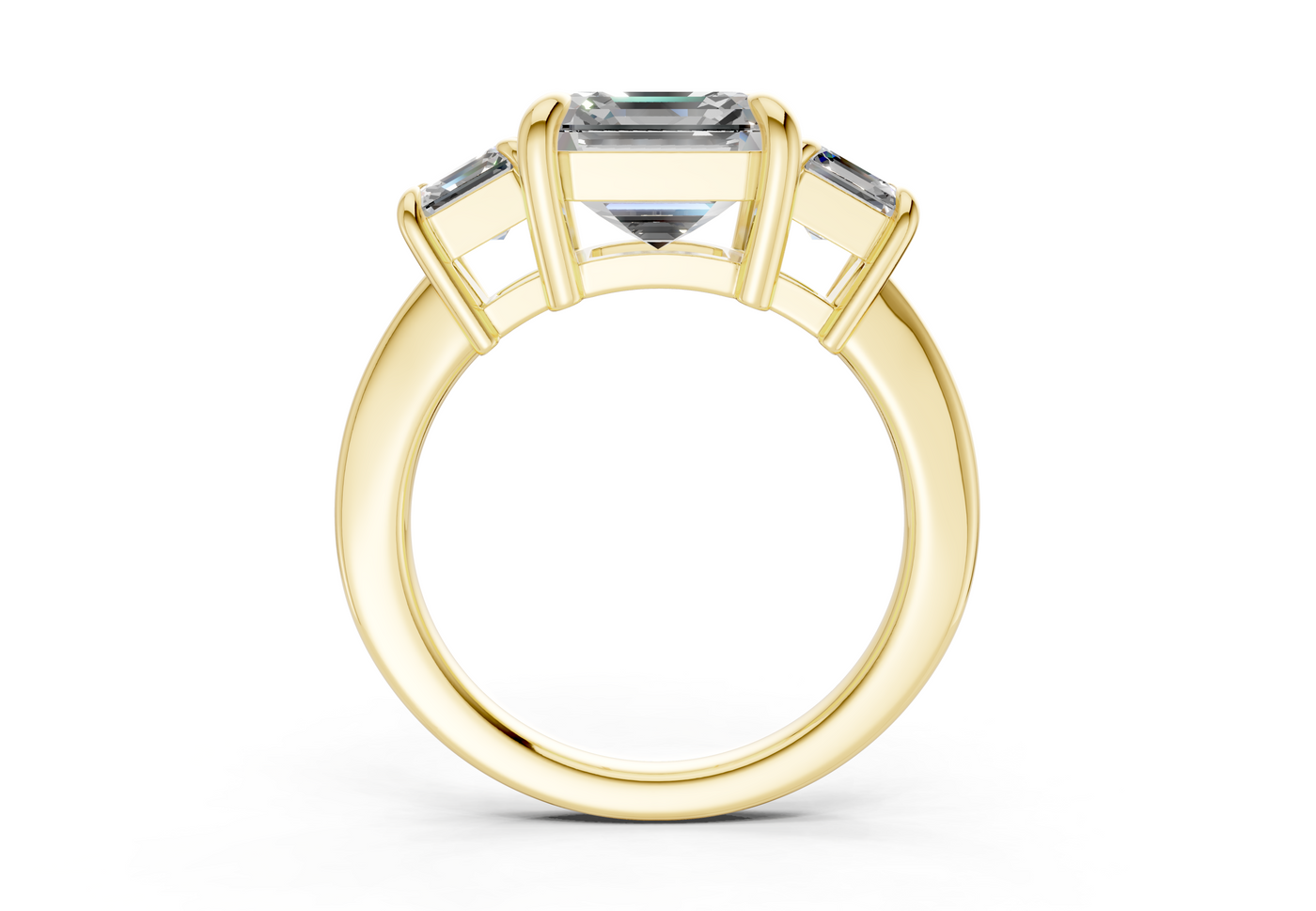 Valencia Diamond Three Stone Asscher Cut 2mm Engagement Ring
