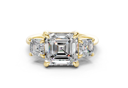 Valencia Diamond Three Stone Asscher Cut 2mm Engagement Ring