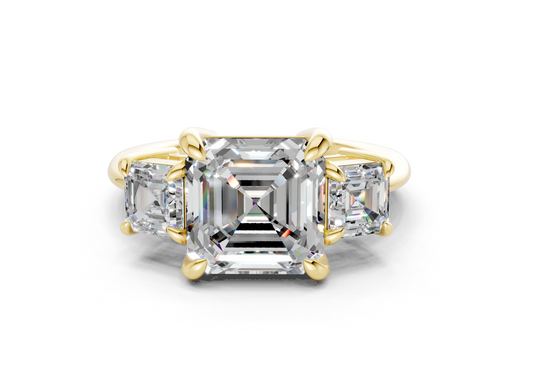 Valencia Diamond Three Stone Asscher Cut 2mm Engagement Ring