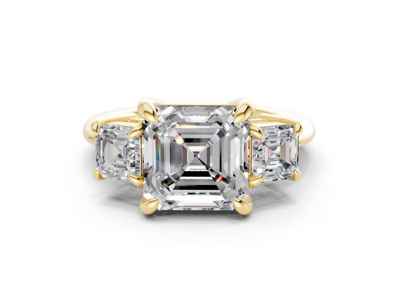 Valencia Diamond Three Stone Asscher Cut 2mm Engagement Ring