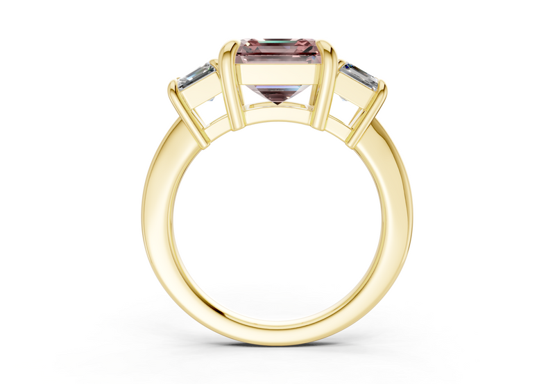 Valencia Pink Diamond Three Stone Asscher Cut 2mm Engagement Ring