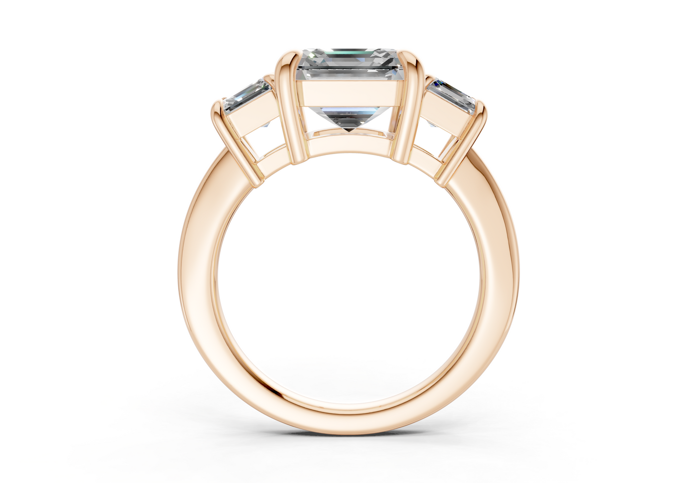 Valencia Diamond Three Stone Asscher Cut 2mm Engagement Ring