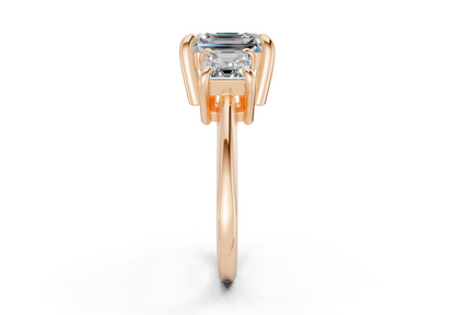 Valencia Diamond Three Stone Asscher Cut 2mm Engagement Ring