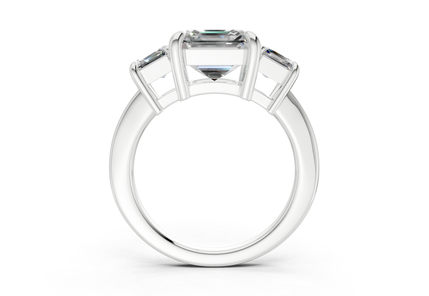 Valencia Diamond Three Stone Asscher Cut 2mm Engagement Ring