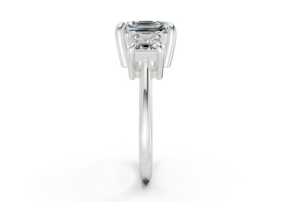 Valencia Diamond Three Stone Asscher Cut 2mm Engagement Ring