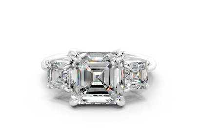 Valencia Diamond Three Stone Asscher Cut 2mm Engagement Ring