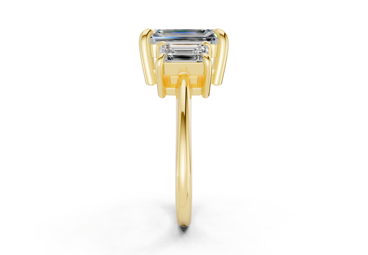 Valencia Diamond Three Stone Emerald Cut 2mm Engagement Ring