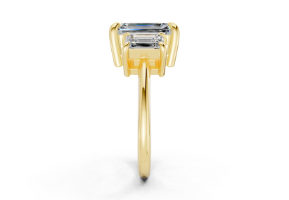 Valencia Diamond Three Stone Emerald Cut 2mm Engagement Ring