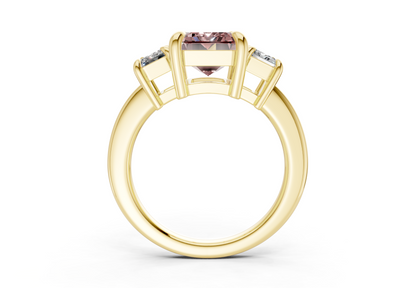 Valencia Pink Diamond Three Stone Emerald Cut 2mm Engagement Ring