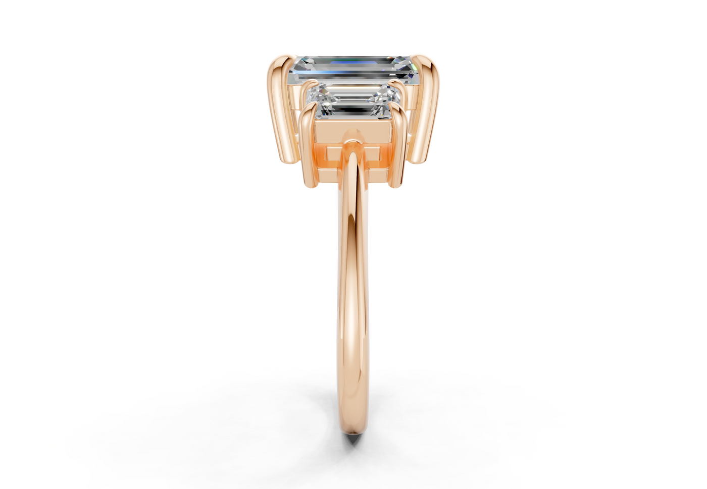 Valencia Diamond Three Stone Emerald Cut 2mm Engagement Ring