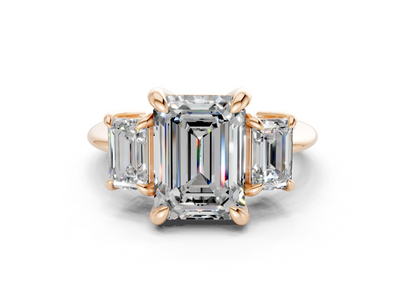 Valencia Diamond Three Stone Emerald Cut 2mm Engagement Ring