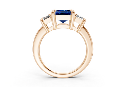 Valencia Sapphire Gemstone Three Stone Emerald Cut 2mm Engagement Ring