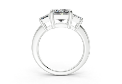 Valencia Diamond Three Stone Emerald Cut 2mm Engagement Ring