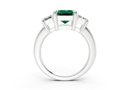 Valencia Emerald Gemstone Three Stone Emerald Cut 2mm Engagement Ring