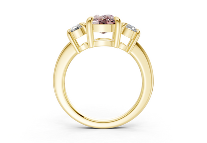 Valencia Pink Diamond Three Stone Elongated Cushion Cut 2mm Engagement Ring