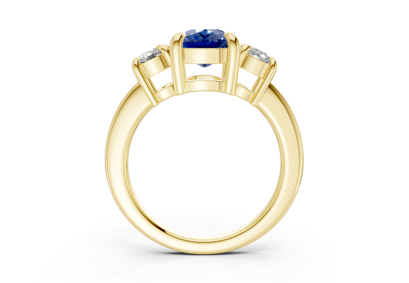 Valencia Sapphire Gemstone Three Stone Elongated Cushion Cut 2mm Engagement Ring