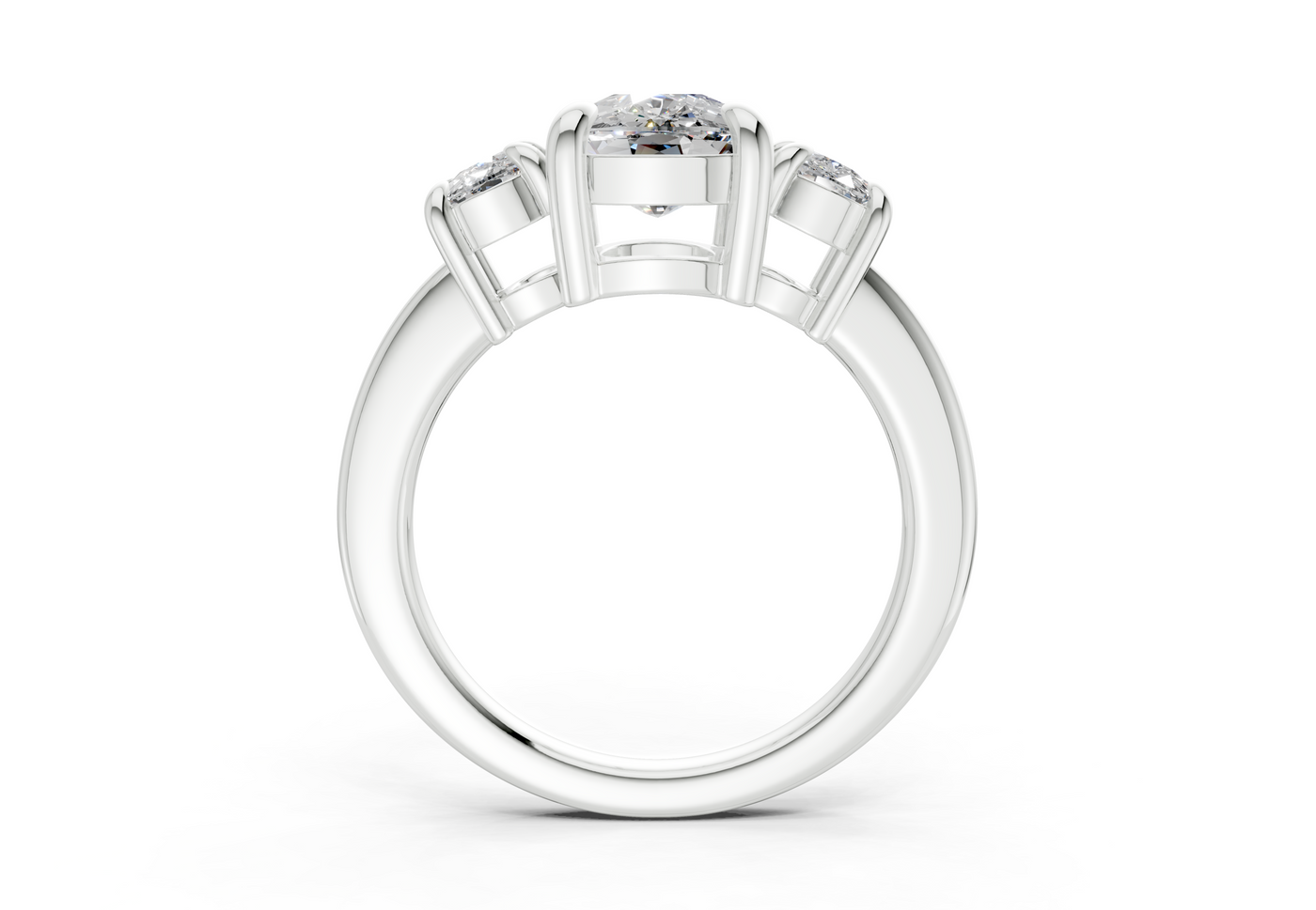 Valencia Diamond Three Stone Elongated Cushion Cut 2mm Engagement Ring