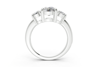 Valencia Diamond Three Stone Elongated Cushion Cut 2mm Engagement Ring