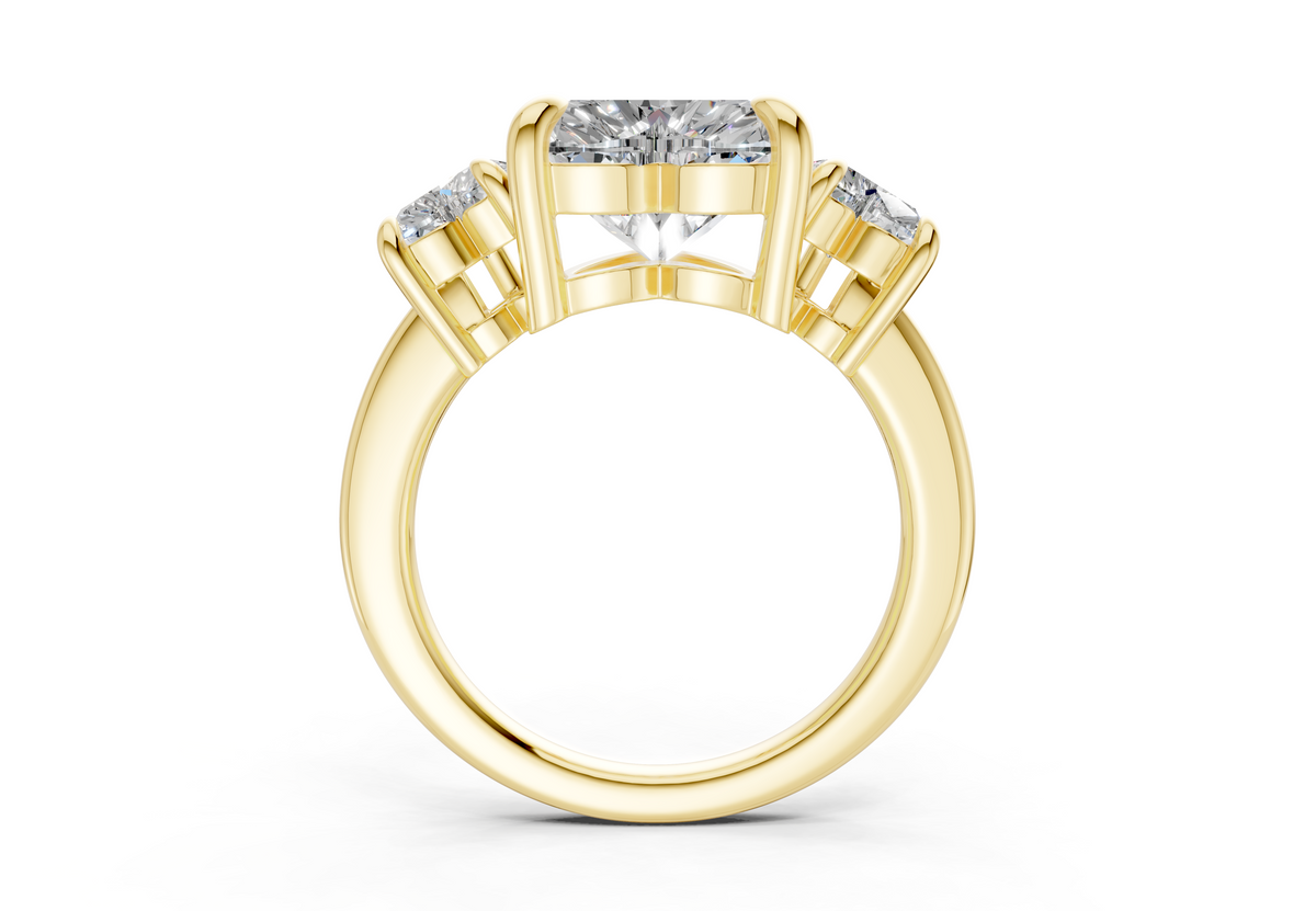 Valencia Diamond Three Stone Heart Cut 2mm Engagement Ring