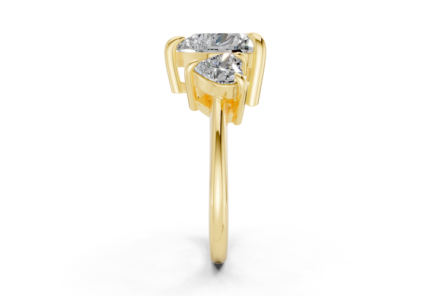 Valencia Diamond Three Stone Heart Cut 2mm Engagement Ring