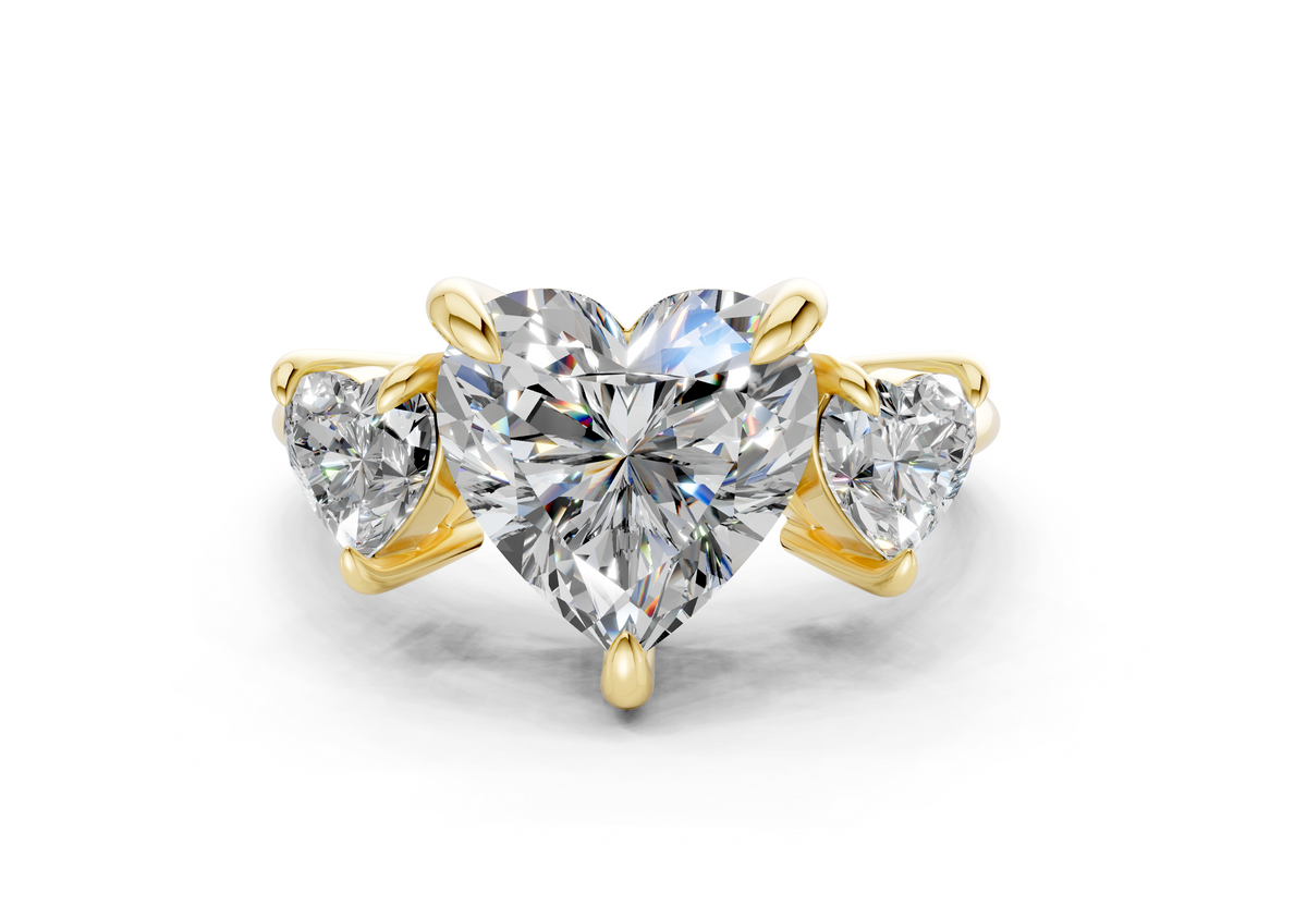 Valencia Diamond Three Stone Heart Cut 2mm Engagement Ring