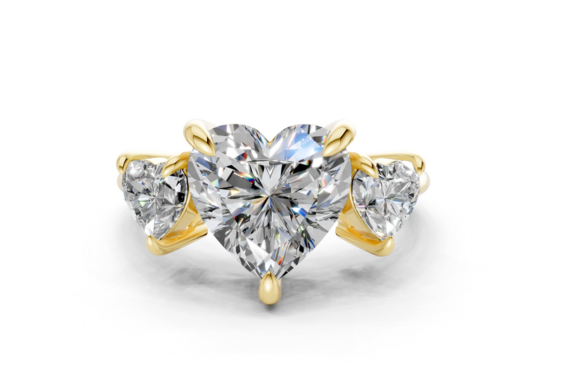 Valencia Diamond Three Stone Heart Cut 2mm Engagement Ring